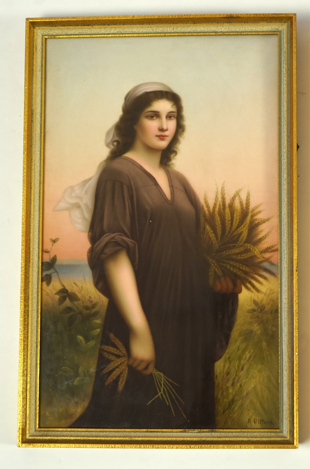 A pair of KPM Berlin porcelain plaques; Ruth and Esther